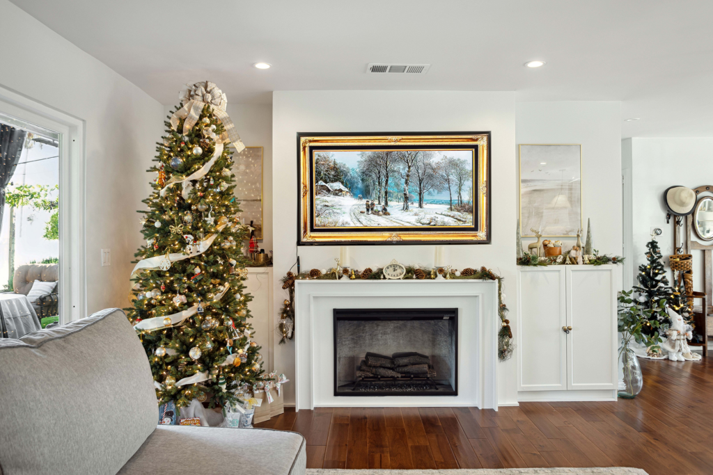 Living room with fireplace in the San Pedro renovation