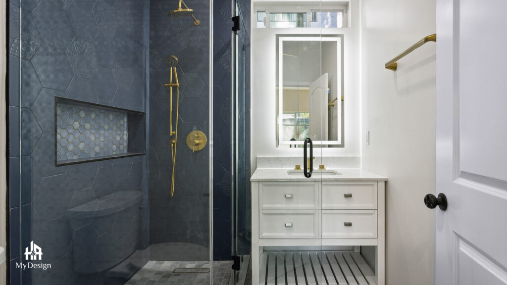 Walk-in shower in the Sherman Oaks ADU