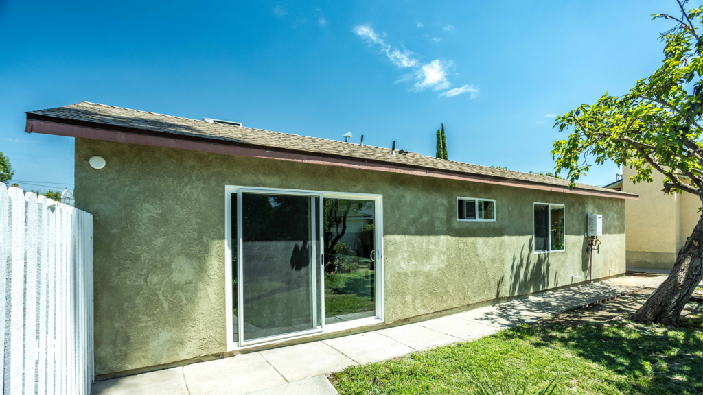 Granada Hills ADU exterior with sliding glass doors