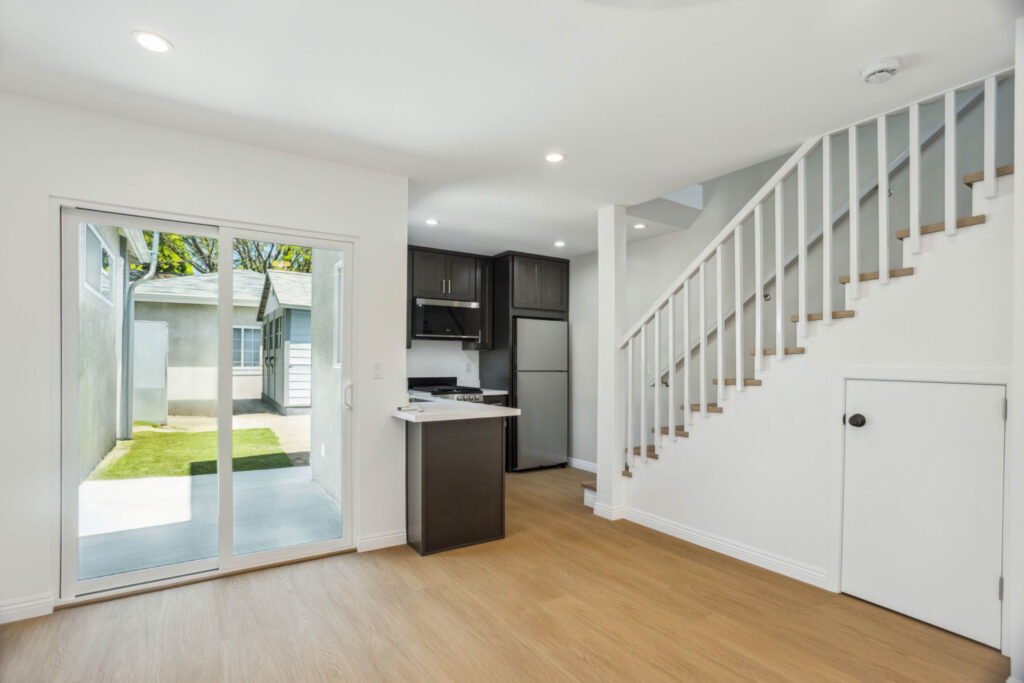 Garage conversion home construction interior with staircase in Culver City