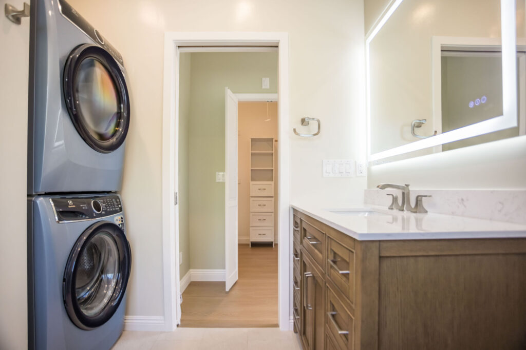 Stacked laundry in the Culver City garage conversion ADU