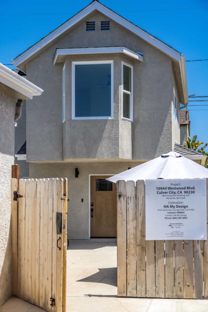 Two-storey exterior of the completed Culver City garage conversion ADU