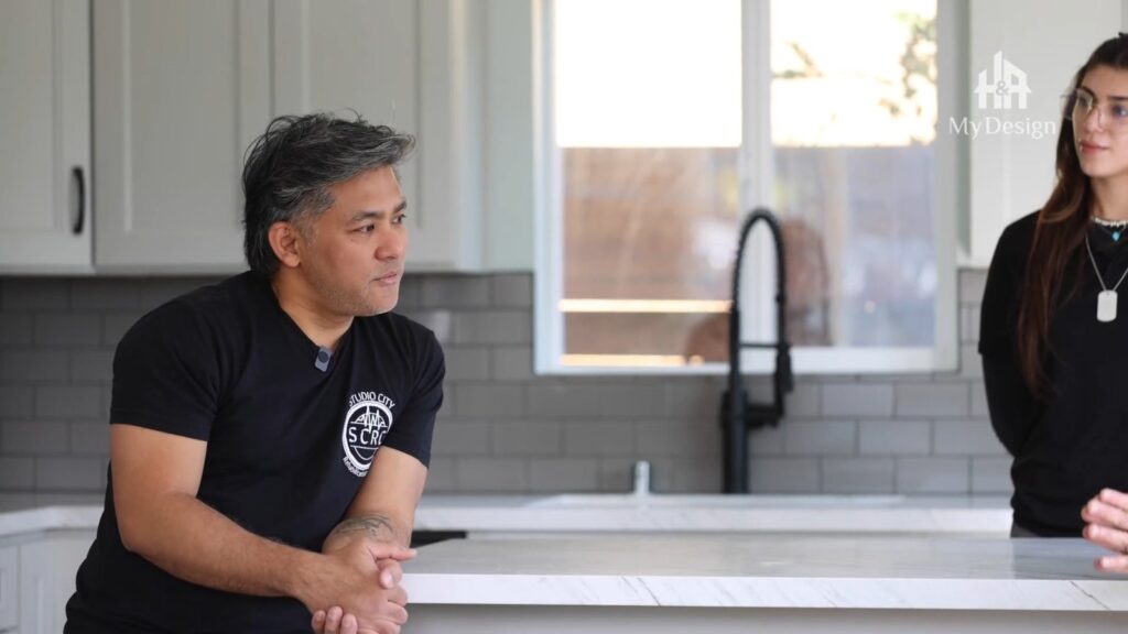 On-site conversation in the kitchen of a completed ADU in Granada Hills